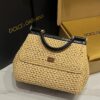 Dolce & Gabbana Raffia Grass Bag-Apricot-20cm with original box