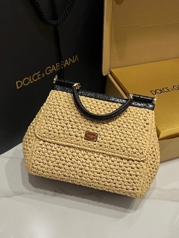 Dolce & Gabbana Raffia Grass Bag-Apricot-20cm with original box