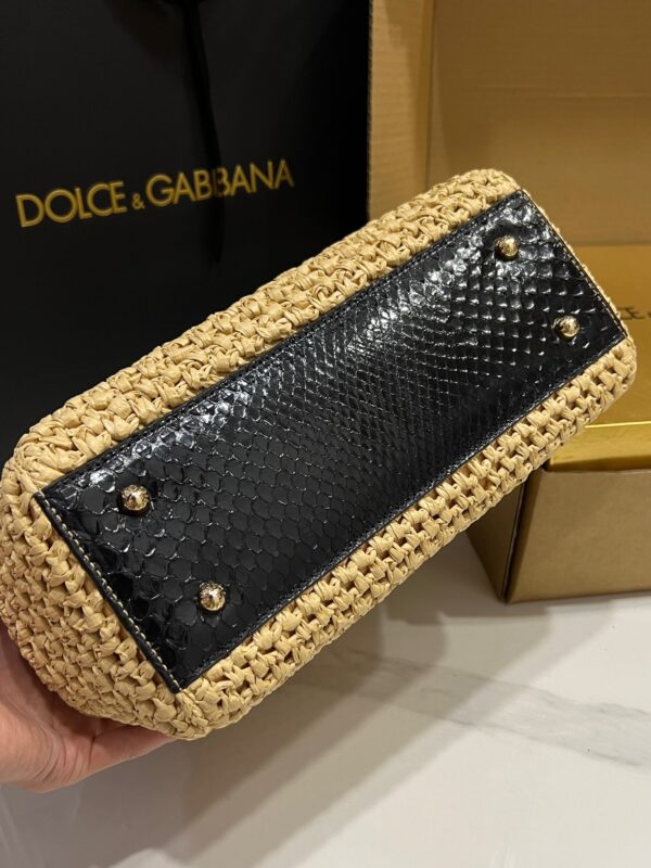 Dolce & Gabbana Raffia Grass Bag-Apricot-20cm with original box