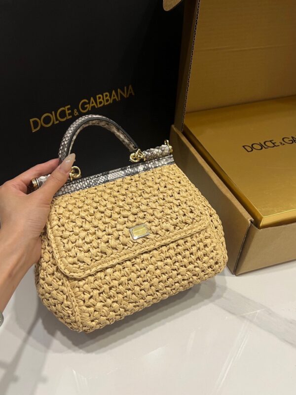 Dolce & Gabbana Raffia Grass Bag-Apricot-20cm with original box