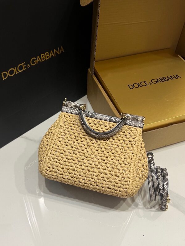 Dolce & Gabbana Raffia Grass Bag-Apricot-20cm with original box