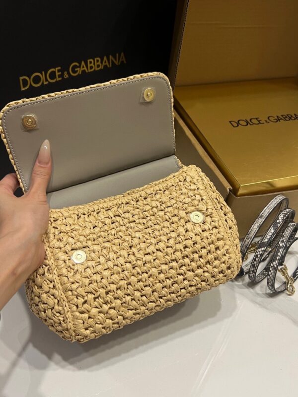 Dolce & Gabbana Raffia Grass Bag-Apricot-20cm with original box