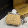 Dolce & Gabbana Raffia Grass Bag-Apricot-20cm with original box