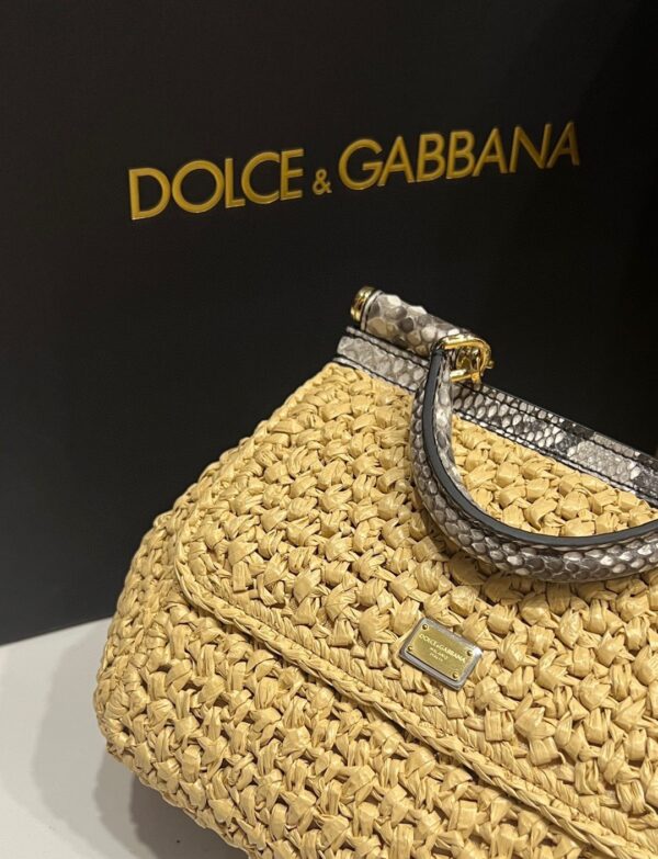 Dolce & Gabbana Raffia Grass Bag-Apricot-20cm with original box