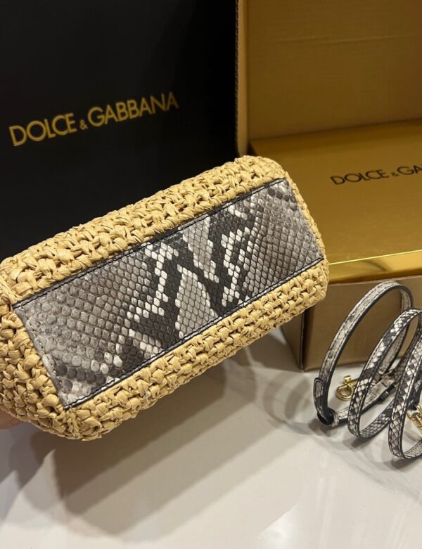 Dolce & Gabbana Raffia Grass Bag-Apricot-20cm with original box
