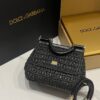 Dolce & Gabbana Raffia Grass Bag-Black-20cm with original box