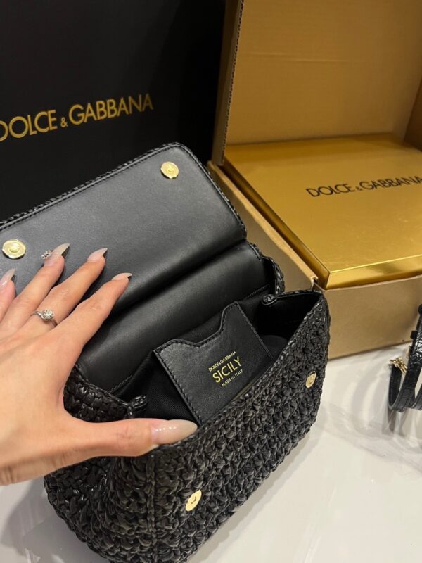 Dolce & Gabbana Raffia Grass Bag-Black-20cm with original box