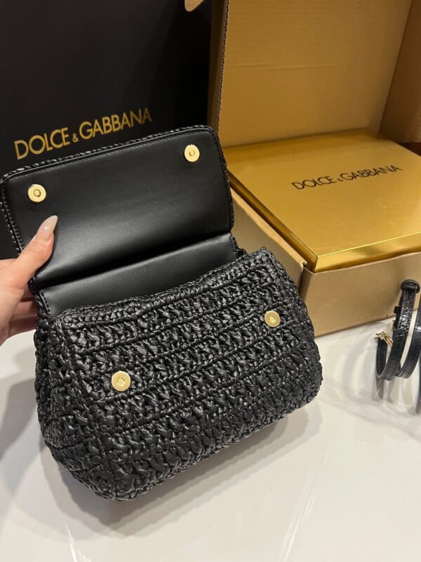 Dolce & Gabbana Raffia Grass Bag-Black-20cm with original box