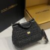 Dolce & Gabbana Raffia Grass Bag-Black-20cm with original box