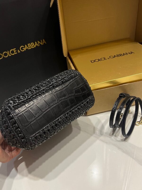 Dolce & Gabbana Raffia Grass Bag-Black-20cm with original box