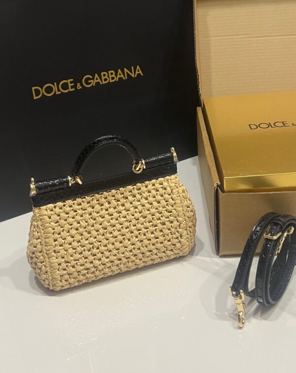 Dolce & Gabbana Raffia Grass Bag-Apricot-19cm with original box