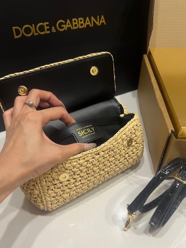 Dolce & Gabbana Raffia Grass Bag-Apricot-19cm with original box