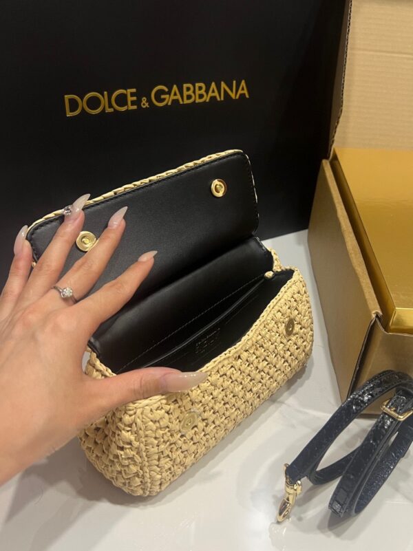 Dolce & Gabbana Raffia Grass Bag-Apricot-19cm with original box