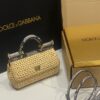 Dolce & Gabbana Raffia Grass Bag-Apricot-19cm with original box
