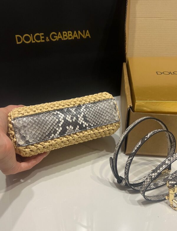 Dolce & Gabbana Raffia Grass Bag-Apricot-19cm with original box