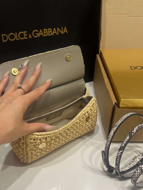 Dolce & Gabbana Raffia Grass Bag-Apricot-19cm with original box