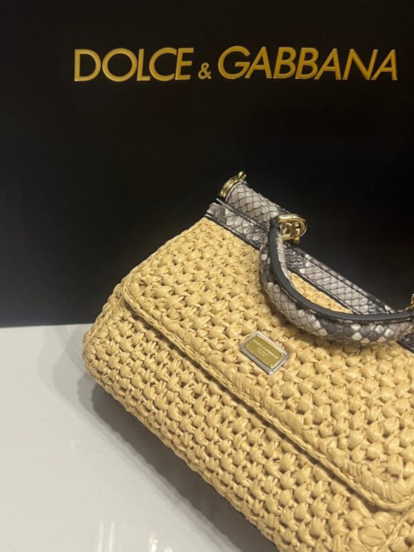 Dolce & Gabbana Raffia Grass Bag-Apricot-19cm with original box