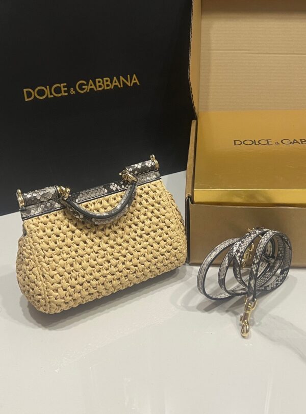 Dolce & Gabbana Raffia Grass Bag-Apricot-19cm with original box