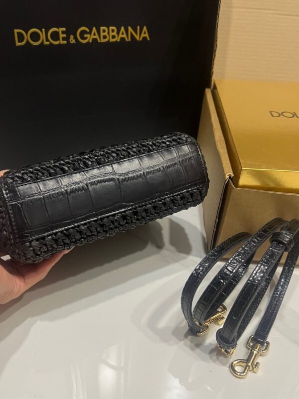 Dolce & Gabbana Raffia Grass Bag-Black-19cm with original box