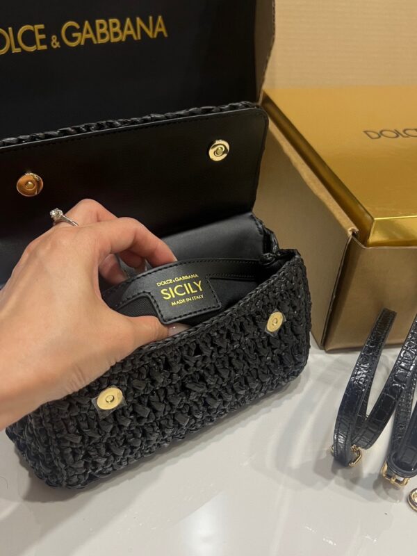 Dolce & Gabbana Raffia Grass Bag-Black-19cm with original box