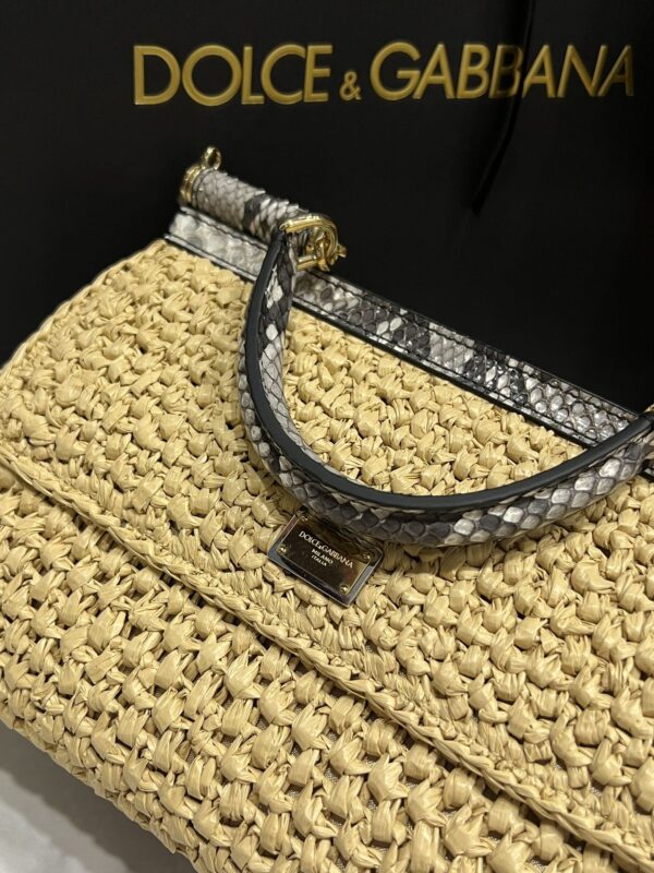 Dolce & Gabbana Raffia Grass Bag-Apricot-25cm with original box