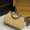 Dolce & Gabbana Raffia Grass Bag-Apricot-25cm with original box