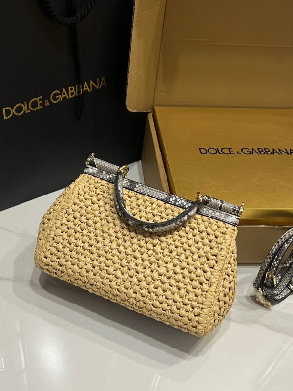 Dolce & Gabbana Raffia Grass Bag-Apricot-25cm with original box