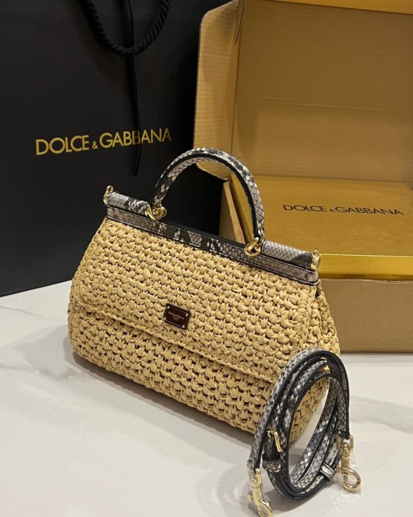 Dolce & Gabbana Raffia Grass Bag-Apricot-25cm with original box