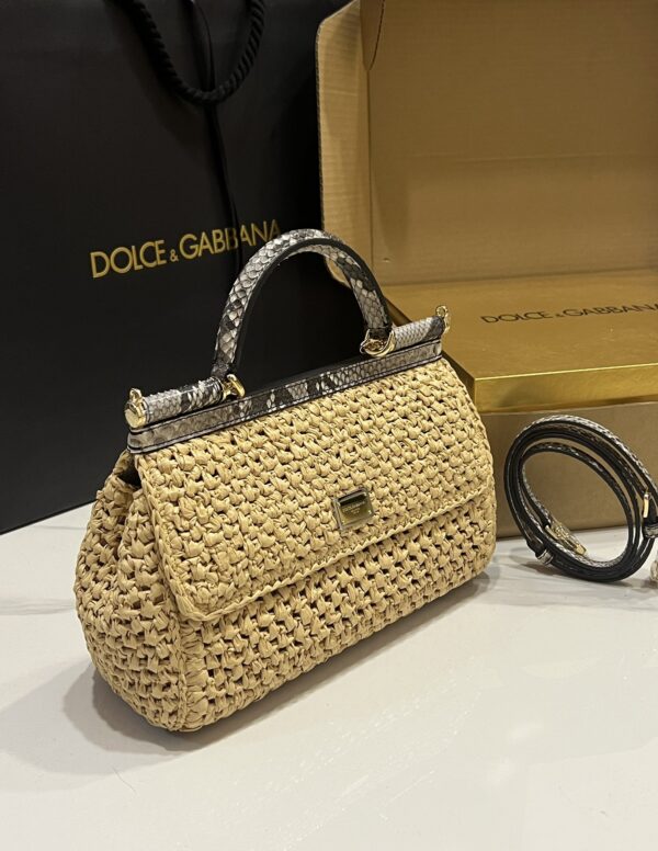 Dolce & Gabbana Raffia Grass Bag-Apricot-25cm with original box