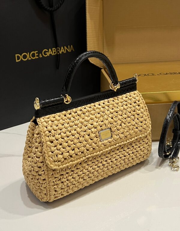 Dolce & Gabbana Raffia Grass Bag-Apricot-25cm with original box