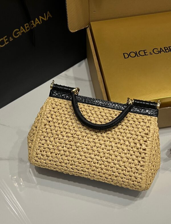 Dolce & Gabbana Raffia Grass Bag-Apricot-25cm with original box