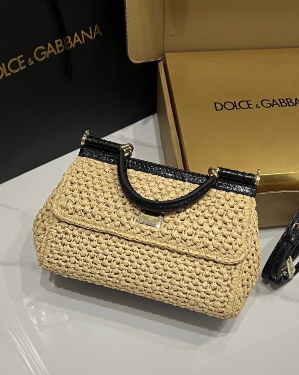 Dolce & Gabbana Raffia Grass Bag-Apricot-25cm with original box