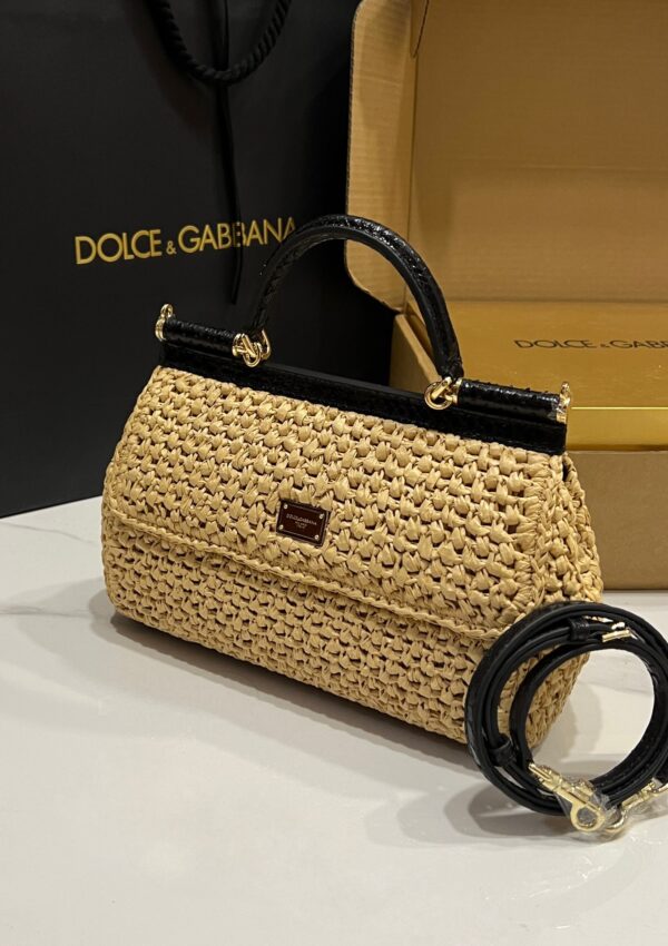 Dolce & Gabbana Raffia Grass Bag-Apricot-25cm with original box
