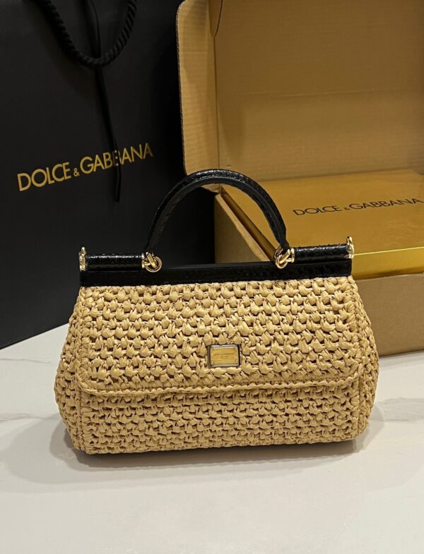 Dolce & Gabbana Raffia Grass Bag-Apricot-25cm with original box