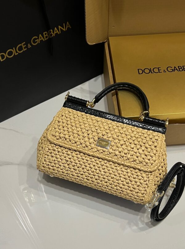Dolce & Gabbana Raffia Grass Bag-Apricot-25cm with original box