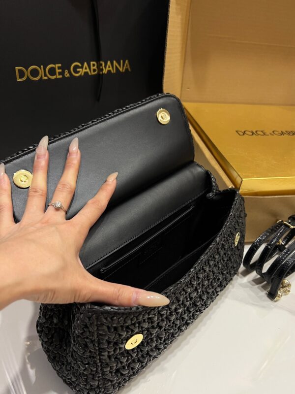 Dolce & Gabbana Raffia Grass Bag-Black-25cm with original box