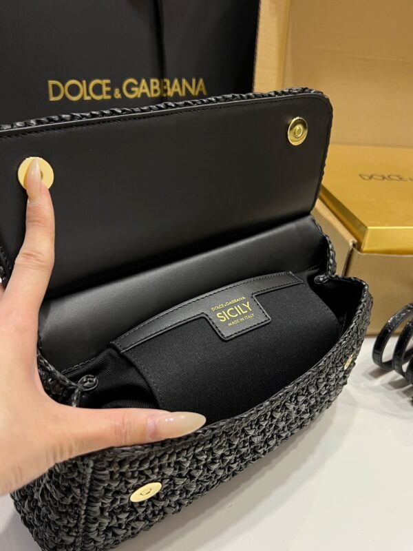 Dolce & Gabbana Raffia Grass Bag-Black-25cm with original box