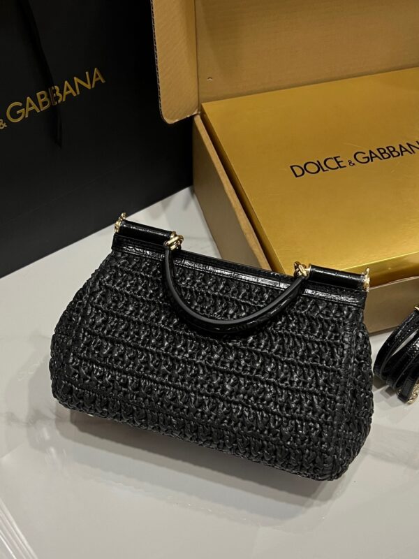 Dolce & Gabbana Raffia Grass Bag-Black-25cm with original box