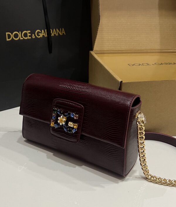 Dolce & Gabbana Lizard Print Bag-Purple-25cm with original box