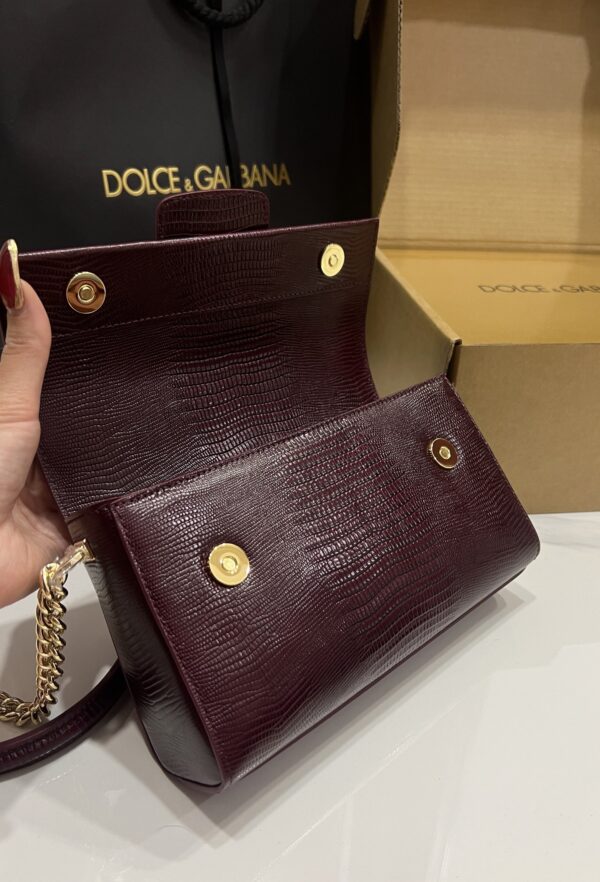 Dolce & Gabbana Lizard Print Bag-Purple-25cm with original box