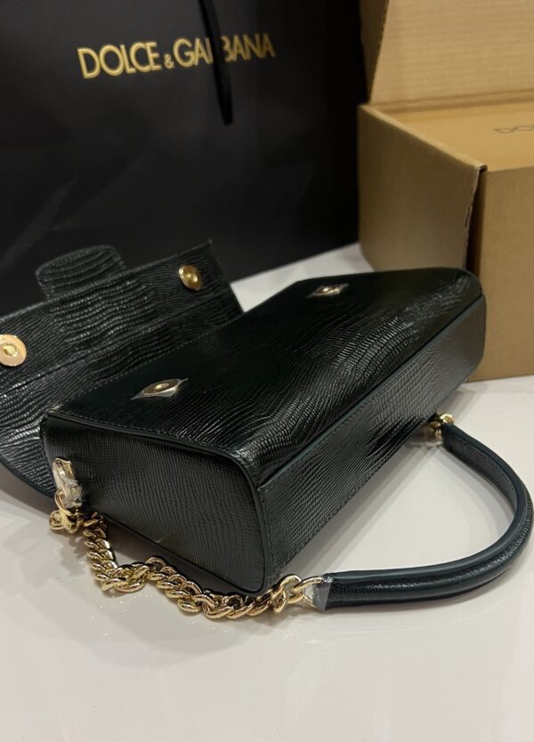 Dolce & Gabbana Lizard Print Bag-Black-25cm with original box