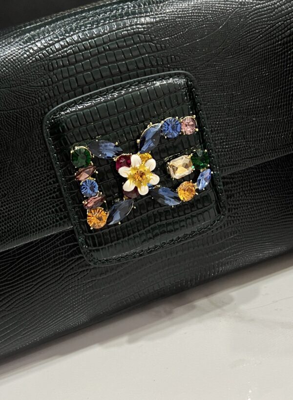 Dolce & Gabbana Lizard Print Bag-Black-25cm with original box