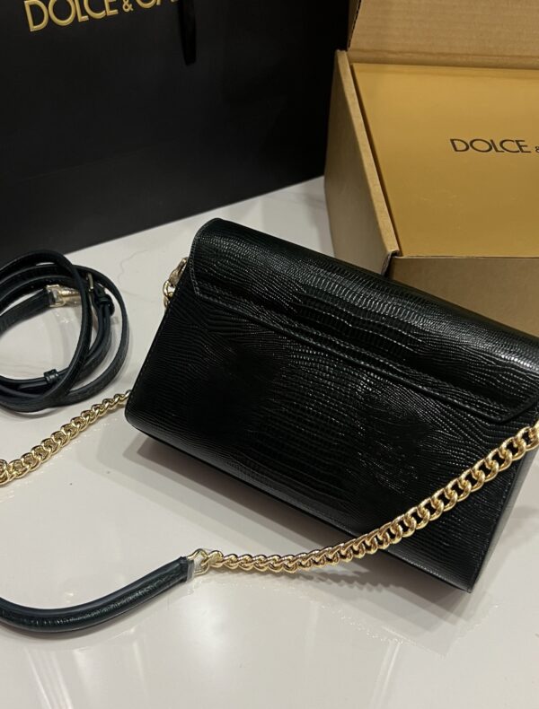 Dolce & Gabbana Lizard Print Bag-Black-25cm with original box