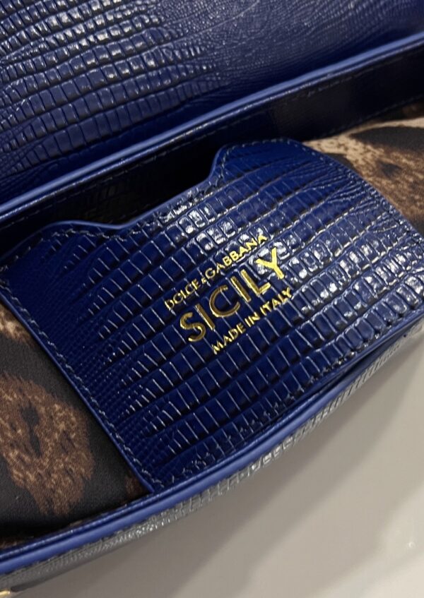 Dolce & Gabbana Lizard Print Bag-Blue-25cm with original box