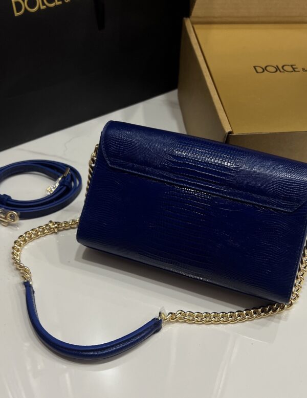 Dolce & Gabbana Lizard Print Bag-Blue-25cm with original box