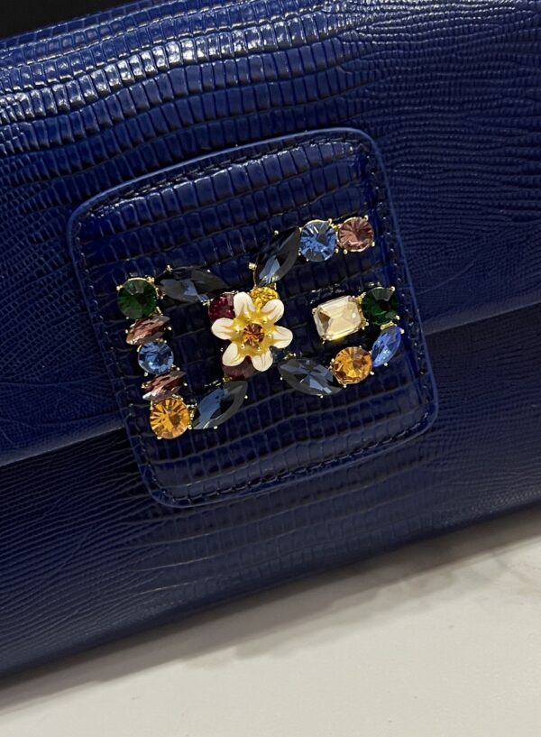 Dolce & Gabbana Lizard Print Bag-Blue-25cm with original box
