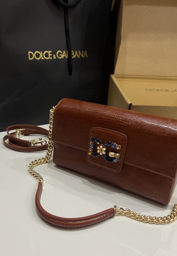 Dolce & Gabbana Lizard Print Bag-Red-25cm with original box