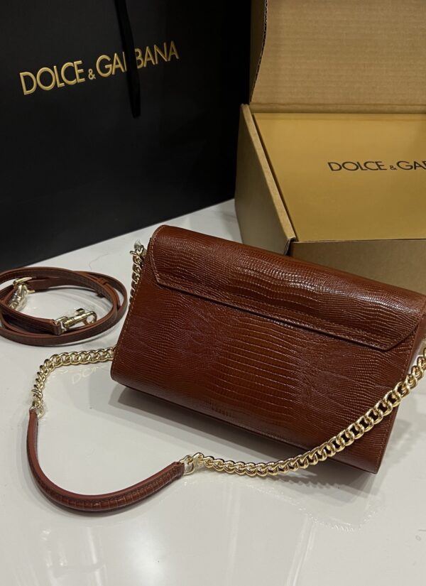 Dolce & Gabbana Lizard Print Bag-Red-25cm with original box