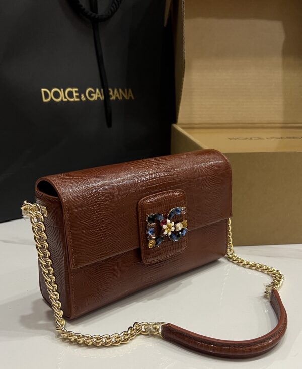 Dolce & Gabbana Lizard Print Bag-Red-25cm with original box