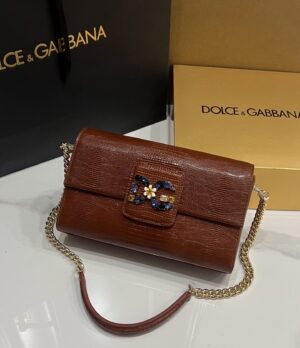 Dolce & Gabbana Lizard Print Bag-Red-25cm with original box